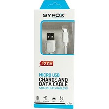 Syrox C70 2.0 Mah S6/s7 1.2 mt Mikro Kablo, Beyaz