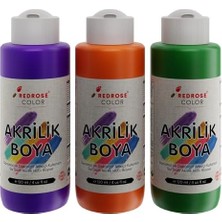 Yeşil, Mor, Turuncu Akrilik Boya 3'lü Set 3X120 ml