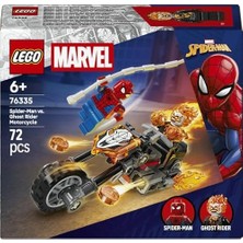 Örümcek Adam, Ghost Rider Motosikletine Karşı 76335-6 Yaş ve Üzeri Çocuklar Için Örümcek Adam ve Iskelet Ghost Rider Minifigürleri Içeren Oyuncak Yapım Seti, Hediye Fikri (72 Parça)