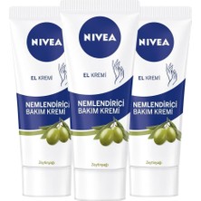 Zeytinyağlı Nemlendirici El Bakım Kremi 75ML, Yapışkan His Bırakmaz, Yumuşak Cilt Hissi, X3 Adet