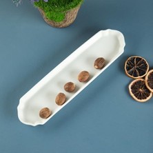 Lunar Kare Zeytin Servis Tabağı Beyaz Seramik 25 cm