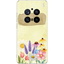 TechTree Vivo X200 Pro Uyumlu Sulu Boya Dokulu Vazoda Çiçek Desenli Baskılı Silikon Kılıf