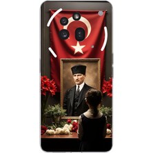 TechTree Nothing Phone (3A) Pro Uyumlu Atatürk Türk Bayrağı Tablo Baskılı Silikon Kılıf