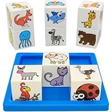 Hayvanat Bahçesi (Zoo) - 9 Çıngıraklı Küp 54 Farklı Hayvan Figürü-Bul-Sınıflandır-Diz-Kule Yap -1 Yaş Oyuncak - Bebek Oyuncakları