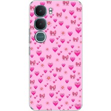 TechTree Vivo Y31 5g Uyumlu Pembe Minik Kalpler Baskılı Silikon Kılıf