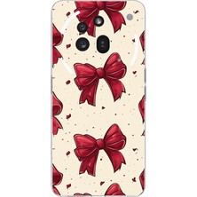 TechTree Nothing Phone (3A) Pro Uyumlu Büyük Kırmızı Fiyonklar Baskılı Silikon Kılıf