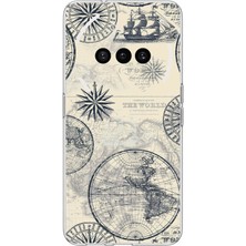 TechTree Nothing Phone (3A) Uyumlu Vintage Dünya Haritası ve Pusula Baskılı Silikon Kılıf