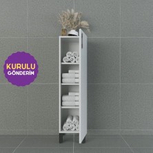 Volans-AR 30 cm Çok Amaçlı Ayaklı Dolap Parlak Beyaz MDF Lam Sağ Menteşe