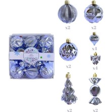 Yılbaşı Lüks Karışık Süs Set Parlak Lila 18Lİ