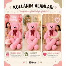 Pembe Papyonlu Dev Pelüş Papyonlu Ayı,yumuşak ve Sevimli Büyük Boy Oyuncak,sarılmalık,papyonlu,sevgiliye Hediye Ayıcık, (160 cm Pembe)