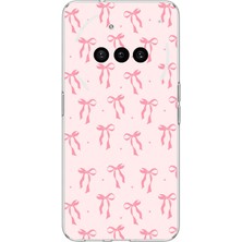 TechTree Nothing Phone (3A) Uyumlu Soft Pembe Fiyonk Desenli Baskılı Silikon Kılıf