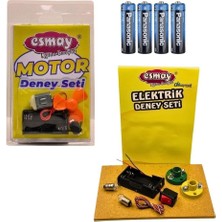 Esmay Motor Deney Seti + Elektrik Deney Seti + 4 Adet Pil