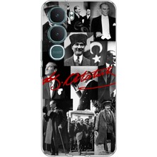 TechTree Vivo Y31 5g Uyumlu Kırmızı Mustafa Kemal Atatürk Imza Baskılı Silikon Kılıf