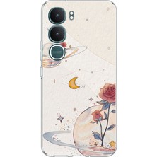 TechTree Vivo Y31 5g Uyumlu Gezegen, Yıldız ve Gül Baskılı Silikon Kılıf