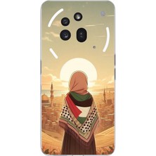 TechTree Nothing Phone (3A) Pro Uyumlu Filistine Özgürlük Kız Baskılı Silikon Kılıf