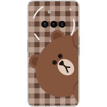 TechTree Nothing Phone (3A) Uyumlu Kahverengi Ayı Yan Tasarımlı Baskılı Silikon Kılıf