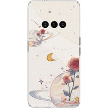 TechTree Nothing Phone (3A) Uyumlu Gezegen, Yıldız ve Gül Baskılı Silikon Kılıf