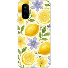 TechTree Oneplus 15R Uyumlu Sulu Boya Limon ve Çiçek Desenli Baskılı Silikon Kılıf