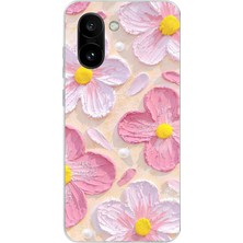 TechTree Oneplus 15R Uyumlu Pembe Beyaz Çiçekler Sulu Boya Baskılı Silikon Kılıf