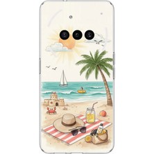 TechTree Nothing Phone (3A) Uyumlu Sulu Boya Sahil ve Deniz Manzaralı Baskılı Silikon Kılıf