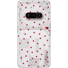 TechTree Nothing Phone (3A) Uyumlu Kırmızı Kalpler Tasarımlı Baskılı Silikon Kılıf