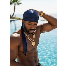 Lacivert Unisex Durag Sokak Stil Hip-Hop Bandana