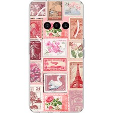 TechTree Nothing Phone (3A) Uyumlu Pembe Posta Pulları Baskılı Silikon Kılıf