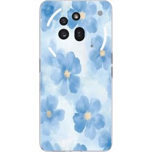 TechTree Nothing Phone (3A) Pro Uyumlu Mavi Çiçekler Baskılı Silikon Kılıf