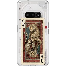 TechTree Nothing Phone (3A) Uyumlu Iskambil Kağıdı Tasarımlı Leopar Portre Baskılı Silikon Kılıf