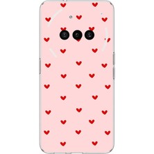 TechTree Nothing Phone (3A) Uyumlu Kırmızı Minik Kalpler Baskılı Silikon Kılıf