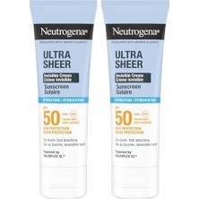 Ultra Sheer Hydrating Cream SPF50 Yüz Güneş Kremi 50 ml (2 Paketi)