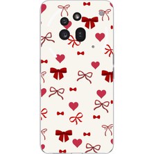 TechTree Nothing Phone (3A) Pro Uyumlu Bordo Kalp ve Fiyonklar Baskılı Silikon Kılıf