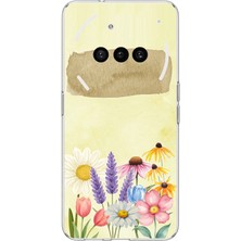 TechTree Nothing Phone (3A) Uyumlu Sulu Boya Dokulu Vazoda Çiçek Desenli Baskılı Silikon Kılıf