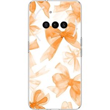 TechTree Nothing Phone (3A) Uyumlu Şeftali Fiyonk Kurdele Baskılı Silikon Kılıf