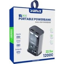 12000 Mah 22.5W Dual USB LED Göstergeli Powerbank Gri Pb-44