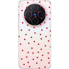 TechTree Vivo X300 Uyumlu Kırmızı Kalpler Tasarımlı Baskılı Silikon Kılıf
