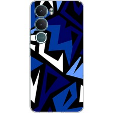 TechTree Vivo Y31 5g Uyumlu Modern Mavi Geometrik Mozaik Baskılı Silikon Kılıf