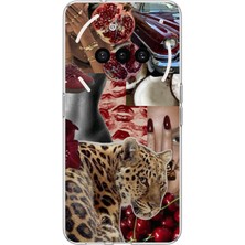TechTree Nothing Phone (3A) Uyumlu Leopar Kırmızı Vibes Baskılı Silikon Kılıf