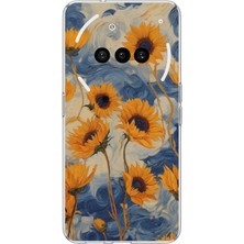 TechTree Nothing Phone (3A) Uyumlu Yıldızlı Ayçiçekleri Baskılı Silikon Kılıf