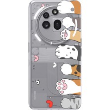 TechTree Nothing Phone (3A) Pro Uyumlu Sevimli Kedi Patiler Tasarımlı Baskılı Silikon Kılıf