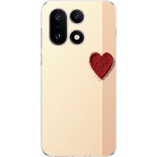 TechTree Oneplus 15 Uyumlu Krem Zeminli Kırmızı Kalp Baskılı Silikon Kılıf