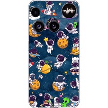 TechTree Nothing Phone (3) Uyumlu Minik Astronotlar Uzayda Baskılı Silikon Kılıf