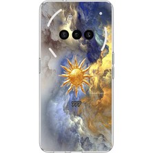 TechTree Nothing Phone (3A) Uyumlu 777 Güneş ve Bulut Tasarım Baskılı Silikon Kılıf