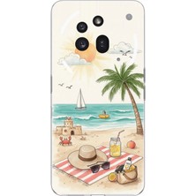 TechTree Nothing Phone (3A) Pro Uyumlu Sulu Boya Sahil ve Deniz Manzaralı Baskılı Silikon Kılıf