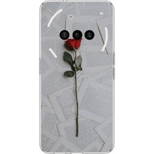 TechTree Nothing Phone (3A) Uyumlu Kırmızı Gül Baskılı Silikon Kılıf