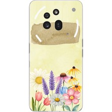 TechTree Nothing Phone (3A) Pro Uyumlu Sulu Boya Dokulu Vazoda Çiçek Desenli Baskılı Silikon Kılıf