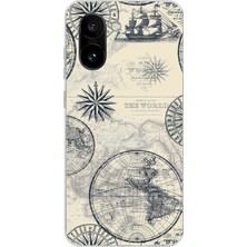 TechTree Oneplus 15R Uyumlu Vintage Dünya Haritası ve Pusula Baskılı Silikon Kılıf