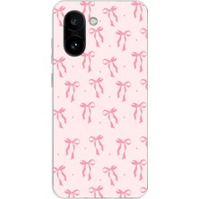 TechTree Oneplus 15R Uyumlu Soft Pembe Fiyonk Desenli Baskılı Silikon Kılıf