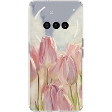 TechTree Nothing Phone (3A) Uyumlu Pembe Laleler Baskılı Silikon Kılıf