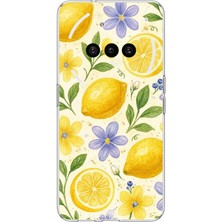 TechTree Nothing Phone (3A) Uyumlu Sulu Boya Limon ve Çiçek Desenli Baskılı Silikon Kılıf